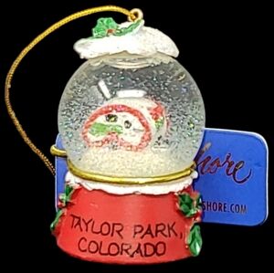 2018 MINI SNOW GLOBE-CAMPER ORNAMENT-TAYLOR PARK COLORADO